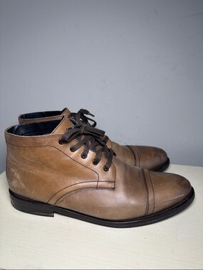 Thursday Boot Company Men's light brown Leather Cap-Toe Lace-Up Boots